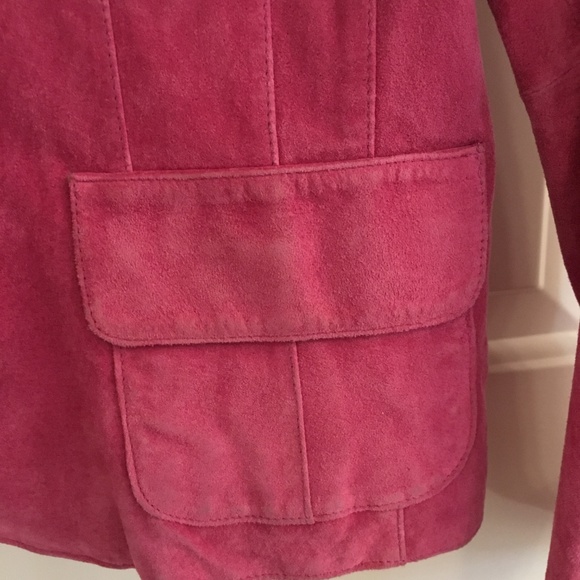 90s Y2K Pink Suede Vintage Leather Jacket Medium - Picture 4 of 8